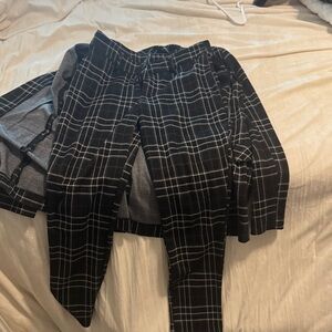 Plaid Black and Gray Women's Pantsuit